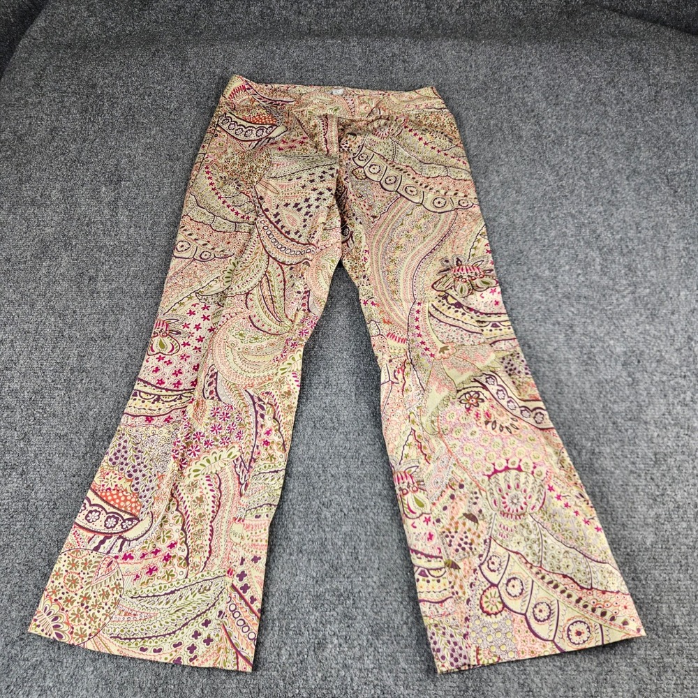 Geoffrey Beene Sport Womens Paisley Wide Leg Stretch Pants Multicolor Size 2